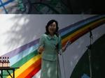 早稲田地球感謝祭2008・挨拶をする中山弘子新宿区長